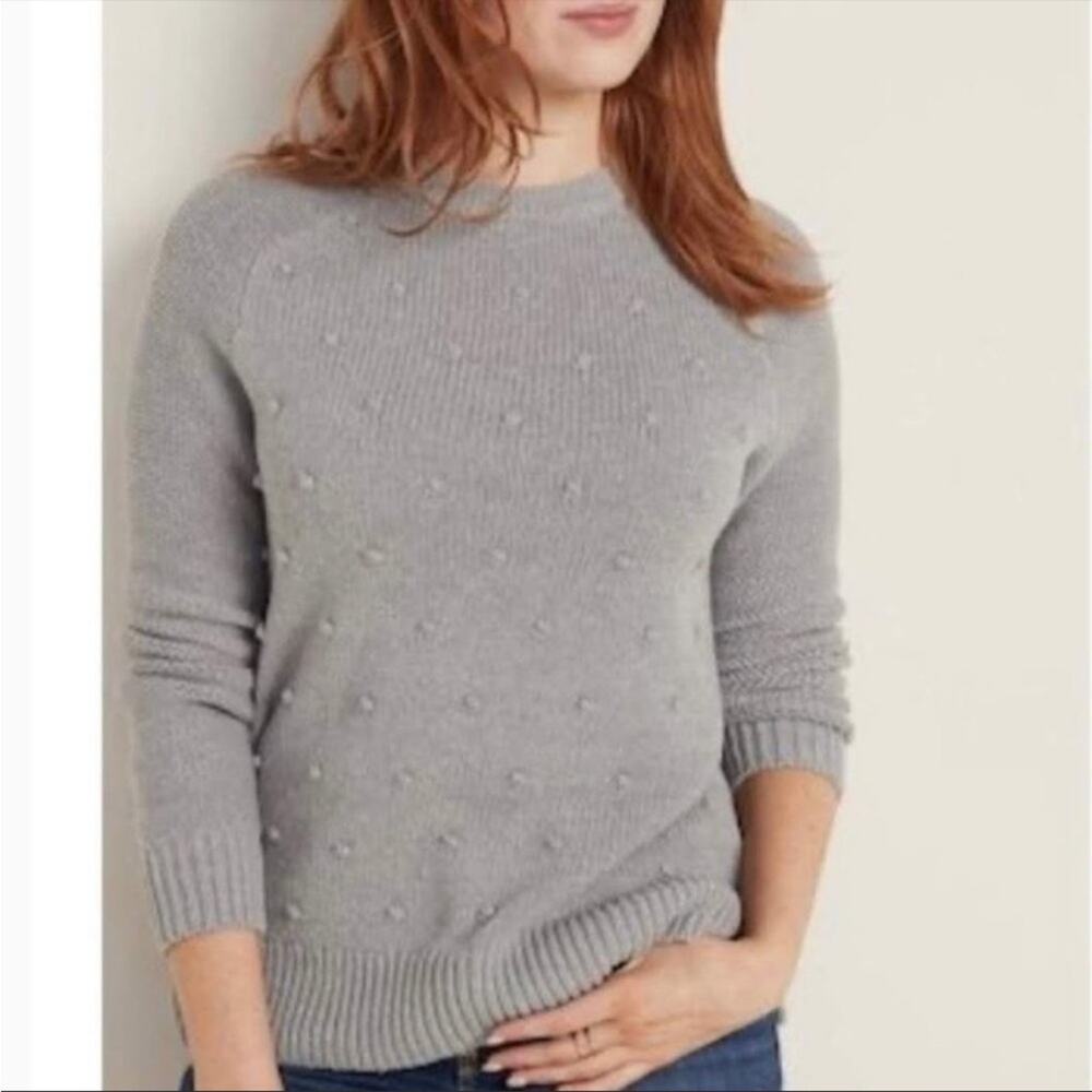 Old Navy Knit Crew Neck Pom Pom Polka Dot Sweater Grey Women’s Size Small NWT